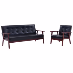 VidaXL 278397, Nero, 3 seduta(e), Poliestere, 1580 mm, 670 mm, 735 mm