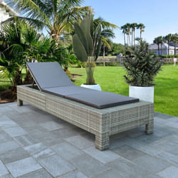 Lettino Prendisole, Sdraio da giardino con Cuscino in Polyrattan Grigio Vidaxl