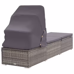 VidaXL 46248 sedia da esterno Salone Seduta imbottita Rattan sintetico, Acciaio Grigio - Vista aggiuntiva 4