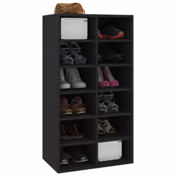 vidaXL Scarpiera Nera 54x34x100,5 cm in Legno Multistrato - Vista aggiuntiva 3