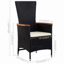 VidaXL 47675 sedia da esterno Terrazzo Seduta imbottita Legno di acacia, Rattan sintetico, Acciaio Crema, Bianco - Vista aggiuntiva 6
