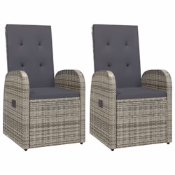 vidaXL Sedie da Giardino Reclinabili 2 pz e Cuscini Polyrattan Grigio - Vista aggiuntiva 2