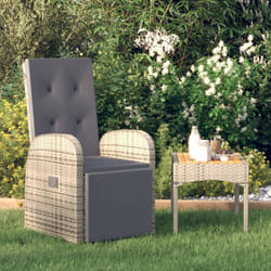 VidaXL 47677 sedia da esterno Terrazzo Seduta imbottita Rattan sintetico, Acciaio Grigio