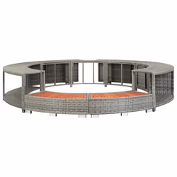 vidaXL Bordo per Vasca da Spa in Polyrattan Grigio - Vista aggiuntiva 3