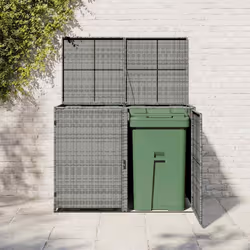 vidaXL Copribidone Rifiuti Doppio in Polyrattan Antracite 148x77x111cm - Vista aggiuntiva 3