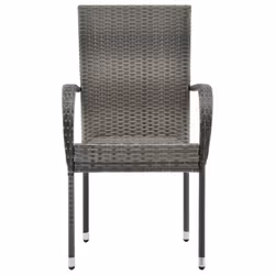 VidaXL 46464 sedia da esterno Terrazzo Rattan sintetico, Acciaio Grigio - Vista aggiuntiva 4