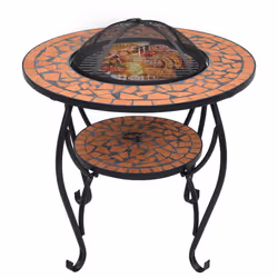 vidaXL Tavolo con Braciere a Mosaico Terracotta 68 cm in Ceramica - Vista aggiuntiva 3