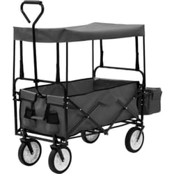 Carrello Pieghevole a Mano con Tettuccio in Acciaio Grigio Vidaxl 611637