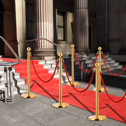 Questo set di pali e corde in 3 pezzi è ideale sia per l'uso interno ed esterno, in strutture come hotel, club, teatri e cent ...
