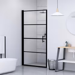 vidaXL Porta per Doccia in Vetro Temperato 81x195 cm Nera - Vista aggiuntiva 3