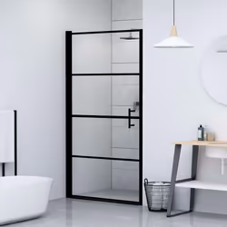 vidaXL Porta per Doccia in Vetro Temperato 91x195 cm Nera - Vista aggiuntiva 3
