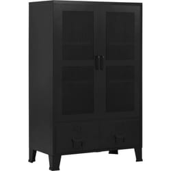 Armadio Ufficio Reticolato Industriale Nero 75x40x120cm Acciaio Vidaxl 369608