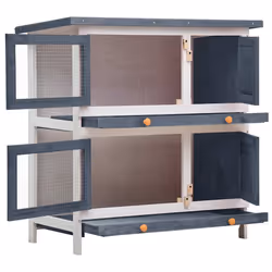vidaXL Conigliera per Esterni con 4 Porte Grigia in Legno - Vista aggiuntiva 3