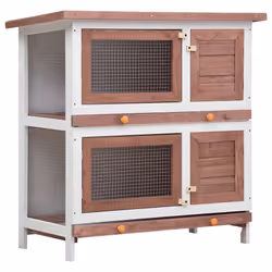 vidaXL Conigliera per Esterni con 4 Porte Marrone in Legno - Vista aggiuntiva 2