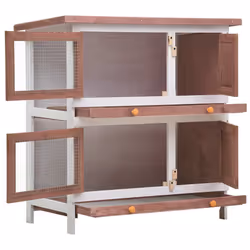 vidaXL Conigliera per Esterni con 4 Porte Marrone in Legno - Vista aggiuntiva 3