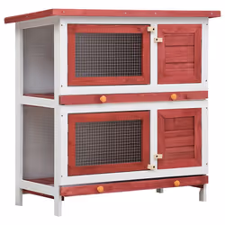 vidaXL Conigliera per Esterni con 4 Porte Rosso in Legno - Vista aggiuntiva 2