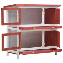 vidaXL Conigliera per Esterni con 4 Porte Rosso in Legno - Vista aggiuntiva 3