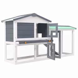 vidaXL Conigliera per Esterni Grande Grigia e Bianca 145x45x84cm Legno - Vista aggiuntiva 3