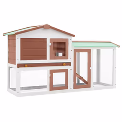 vidaXL Conigliera per Esterni Grande Marrone Bianca 145x45x84 cm Legno - Vista aggiuntiva 2