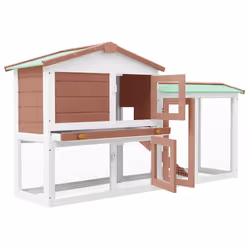 vidaXL Conigliera per Esterni Grande Marrone Bianca 145x45x84 cm Legno - Vista aggiuntiva 3