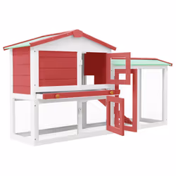 vidaXL Conigliera per Esterni Grande Rossa e Bianca 145x45x84 cm Legno - Vista aggiuntiva 3