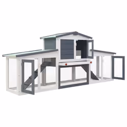 vidaXL Conigliera per Esterni Grande Grigia e Bianca 201x45x85cm in Legno - Vista aggiuntiva 3