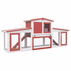 vidaXL Conigliera per Esterni Grande Rossa e Bianca 201x45x85cm Legno - Vista aggiuntiva 2