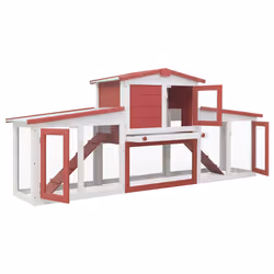 vidaXL Conigliera per Esterni Grande Rossa e Bianca 201x45x85cm Legno - Vista aggiuntiva 3