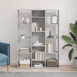 vidaXL Libreria/Divisorio Grigio Cemento 100x24x140 cm in Multistrato - Vista aggiuntiva 3