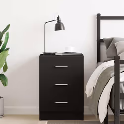 vidaXL Comodino Nero 38x35x56 cm in Legno Multistrato - Vista aggiuntiva 3