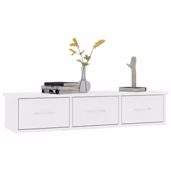 vidaXL Scaffale con Cassetti a Parete Bianco 88x26x18,5 cm Multistrato - Vista aggiuntiva 3
