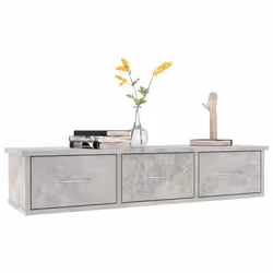 vidaXL Scaffale Cassetti Parete Grigio Cemento 88x26x18,5 Multistrato - Vista aggiuntiva 3