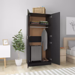 vidaXL Armadio Nero 80x52x180 cm in Legno Multistrato - Vista aggiuntiva 3