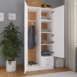 vidaXL Armadio Bianco 80x52x180 cm in Legno Multistrato - Vista aggiuntiva 3