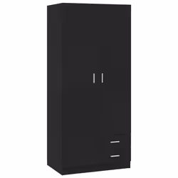 vidaXL Armadio Nero 80x52x180 cm in Legno Multistrato - Vista aggiuntiva 2