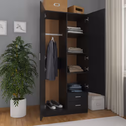 vidaXL Armadio Nero 80x52x180 cm in Legno Multistrato - Vista aggiuntiva 3