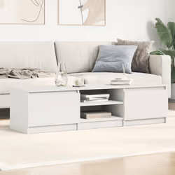 vidaXL Mobile Porta TV Bianco Lucido 140x40x35,5 cm Legno Multistrato - Vista aggiuntiva 3