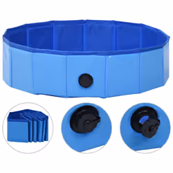 vidaXL Piscina per Cani Pieghevole Blu 80x20 cm in PVC - Vista aggiuntiva 2