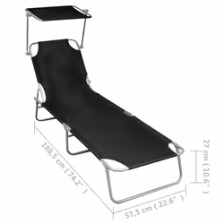 VidaXL 47770 sedia da esterno Salone Seduta imbottita Alluminio, Poliestere Nero - Vista aggiuntiva 7