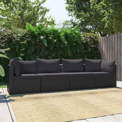 Vidaxl - Set Divani da Giardino 4 pz con Cuscini in Polyrattan Nero