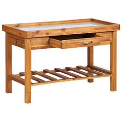 Banco da Lavoro per Giardino Piano in Zinco e Massello d'Acaciacod mxl 97009 - Vista aggiuntiva 3
