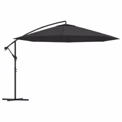 vidaXL Ombrellone a Sbalzo Palo in Alluminio 350 cm Nero - Vista aggiuntiva 2