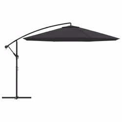 vidaXL Ombrellone a Sbalzo Palo in Alluminio 350 cm Nero - Vista aggiuntiva 3