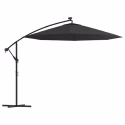 vidaXL Ombrellone a Sbalzo con LED e Palo in Acciaio 300 cm Nero - Vista aggiuntiva 2