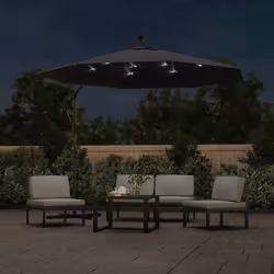 vidaXL Ombrellone a Sbalzo con LED e Palo in Acciaio 300 cm Nero - Vista aggiuntiva 3