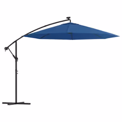 vidaXL Ombrellone a Sbalzo con LED e Palo in Acciaio 300 cm Azzurro - Vista aggiuntiva 2