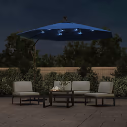 vidaXL Ombrellone a Sbalzo con LED e Palo in Acciaio 300 cm Azzurro - Vista aggiuntiva 3