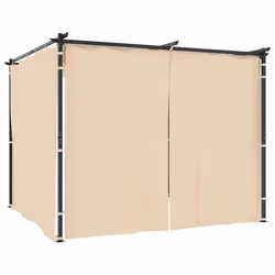 vidaXL Gazebo con Tende 3x3 m Crema in Acciaio - Vista aggiuntiva 2