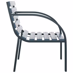 VidaXL 47938 sedia da esterno Terrazzo Acciaio, Legno Grigio - Vista aggiuntiva 5