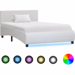 Struttura del letto: Colore: Bianco Materiale: Rivestimento in similpelle + telaio in acciaio verniciato a polvere + doghe in ...